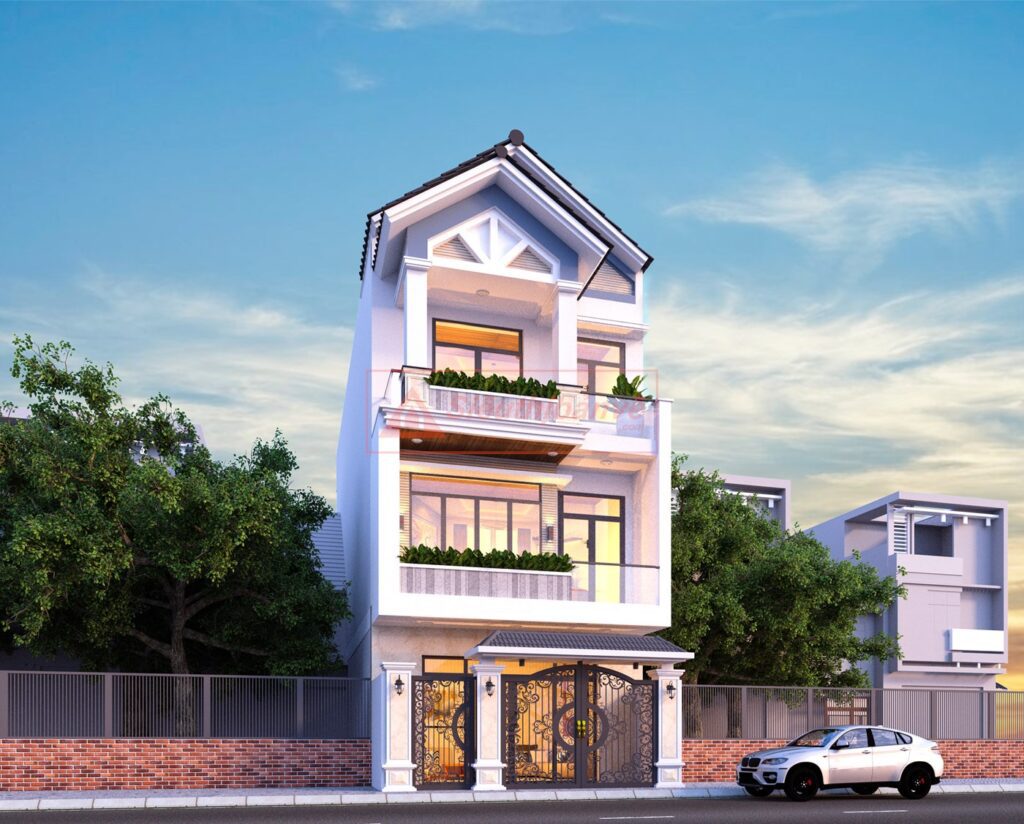 nhà ống 3 tầng mái Thái với mặt tiền 5m 